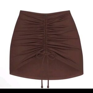 SKIMS Recycled Swim Ruched Mini Skirt Cocoa Brown 4X CU-SKT-2796 NWT